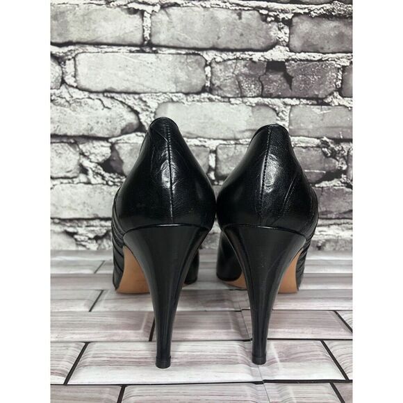 Jarolini Black Leather VTG Dress Pointed Toe Dress Heels Women’s Sz 8M US/38.5EU - Picture 5 of 16